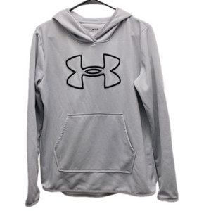 Under armour loose fit pullover hooded sweatshirt gray blue size small